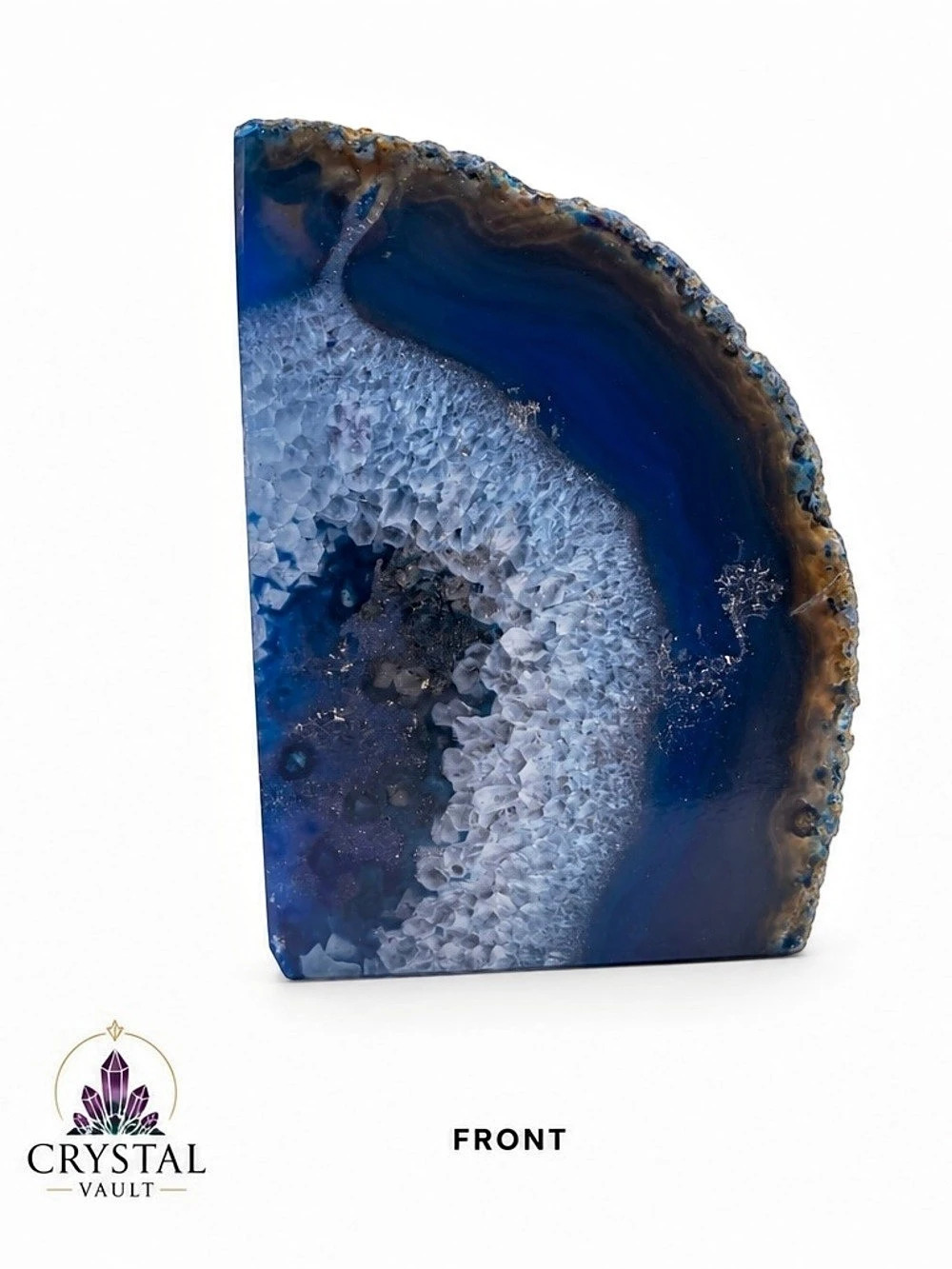Blue Agate Geode Druzy Quartz Crystal 4” Polished Freeform 13.5 oz